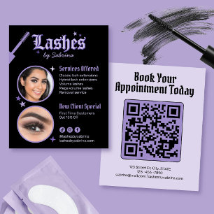 Paarse en Zwarte Gotische Wimper Service Promo Fly Flyer
