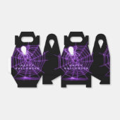 Paarse en zwarte halloween spin webvoordesteknop bedankdoosjes (Uitgevouwen)