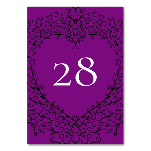 Paarse en zwarte hart bruiloft kaart (Voorkant)