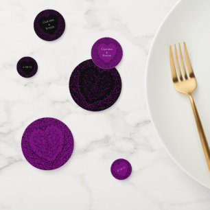 Paarse en Zwarte Hart Gotische Bruiloft Confetti