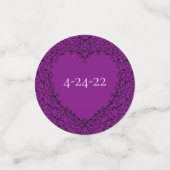 Paarse en Zwarte Hart Gotische Bruiloft Confetti (Kleine voorkant)