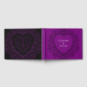 Paarse en zwarte hart gotische bruiloft gastenboek (Volledig)