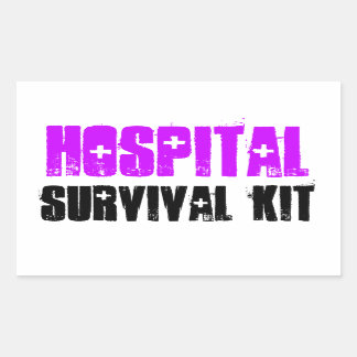 Paarse en zwarte Hospital Survival Kit Labels