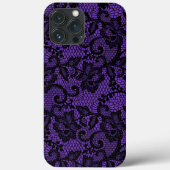 Paarse en zwarte kant Case-Mate iPhone case (Achterkant)