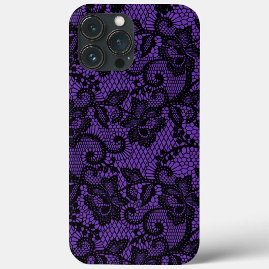 Paarse en zwarte kant Case-Mate iPhone case (Achterkant)