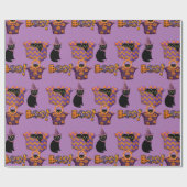 Paarse en zwarte kat/Halloween Boo Craft of Cadeaupapier (Vlak)