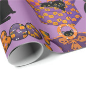Paarse en zwarte kat/Halloween Boo Craft of Cadeaupapier (Rol Hoek)