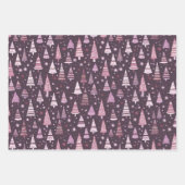 Paarse en zwarte kerstbomen Kerstmis Inpakpapier Vel (Voorkant 2)