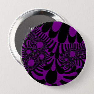Paarse en zwarte mod ronde button 4,0 cm