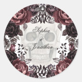 Paarse en zwarte Moody Donkere bruiloft Ronde Sticker (Voorkant)