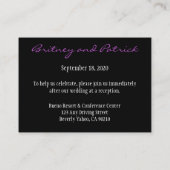 Paarse en zwarte receptie accommodatie Kaarten (Achterkant)