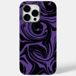 Paarse en Zwarte retro marmeren werveling Case-Mate iPhone 14 Pro Max Hoesje