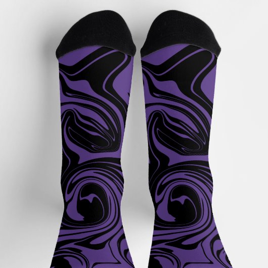 Paarse en Zwarte retro marmeren werveling Sokken (Top)