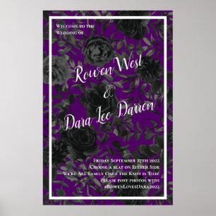Paarse en zwarte Roos Gothic Wedding Ceremonony Si Poster