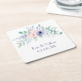 Paarse en zwarte roze Waterverf Vierkante Kartonnen Onderzetter (Schuin)