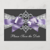 Paarse en zwarte save the date aankondigingskaart (Voorkant)