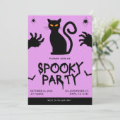 Paarse en zwarte spookachtige feestuitnodiging kaart (Staand voorkant)