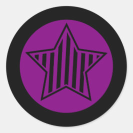 Paarse en Zwarte Ster Ronde Sticker