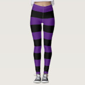 Paarse en zwarte strepen Stripte Leggings (Voorkant)