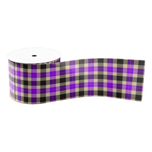 Paarse en zwarte Tartan Plaid lint (Spoel)