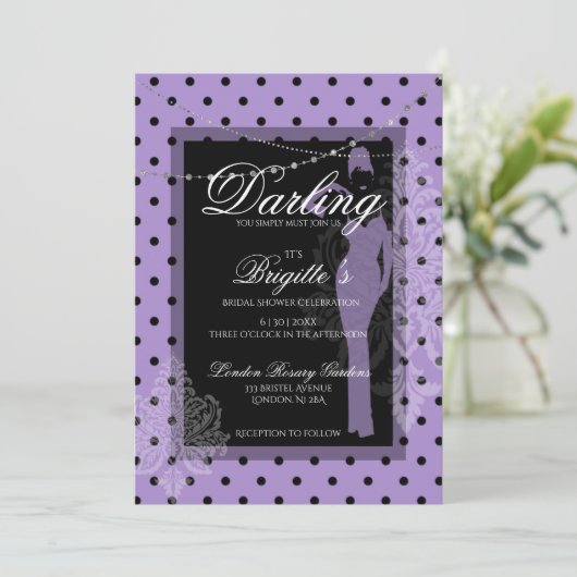 Paarse en zwarte uitnodiging (Staand voorkant)