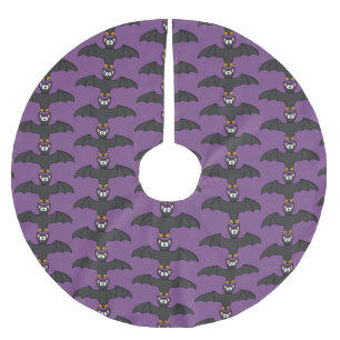 Paarse en zwarte vleermuis Halloween Tree Rok Kerstboom Rok