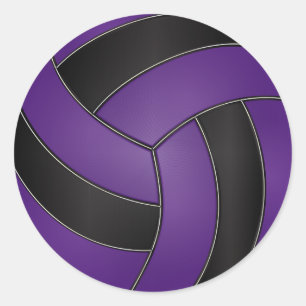 Paarse en zwarte volleybal ronde sticker
