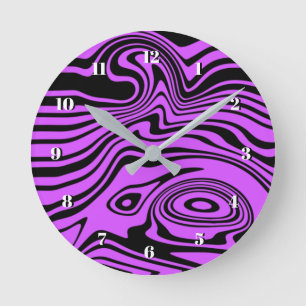 Paarse en Zwarte Wandklok Ronde Klok