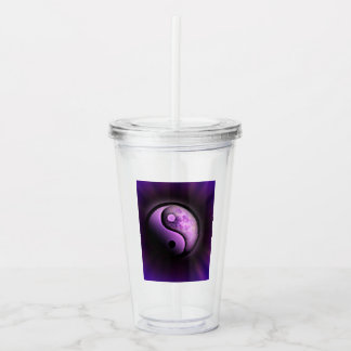Paarse en zwarte Yin-Yang Acryl Drinkbeker