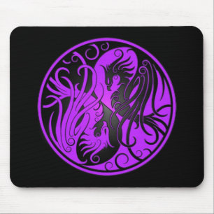 Paarse en zwarte Yin Yang Phoenix Muismat
