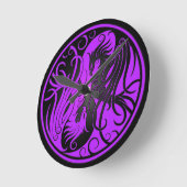 Paarse en zwarte Yin Yang Phoenix Ronde Klok (Hoek)