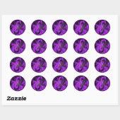 Paarse en zwarte Yin Yang Phoenix Ronde Sticker (Vel)