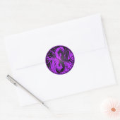 Paarse en zwarte Yin Yang Phoenix Ronde Sticker (Envelop)