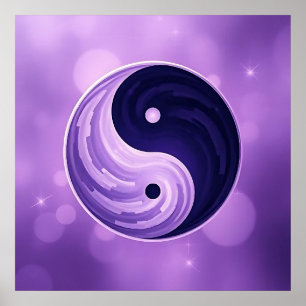 Paarse en zwarte Yin Yang Poster