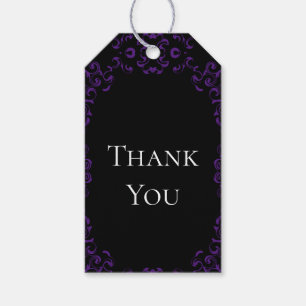 Paarse en zwarte zwitserse Gothic Wedding Cadeaulabel