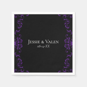 Paarse en zwarte zwitserse Gothic Wedding Servet