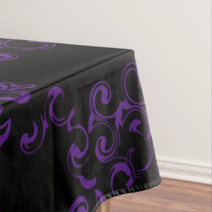 Paarse en zwarte zwitserse Gothic Wedding Tafelkleed