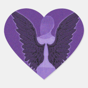 Paarse Engel en Hart Sticker