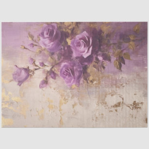  paarse Engelse rozen gouden folie barok Tissuepapier
