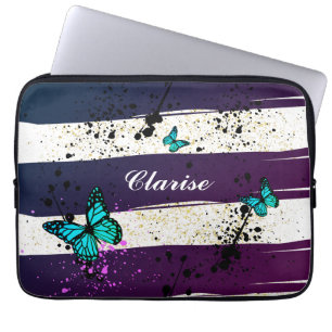 Paarse Ephemera levendige kleurenkunst Laptop Sleeve