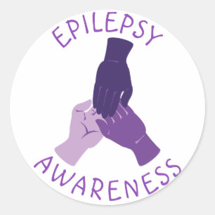 Paarse Epilepsie Bewustzijn Handen Ondersteuning Ronde Sticker