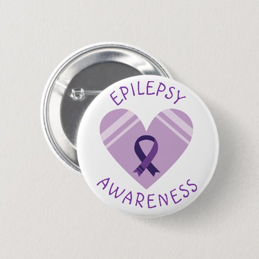Paarse Epilepsie Bewustzijn Hartlint Ondersteuning Ronde Button 5,7 Cm (Voorkant /achterkant)