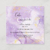 Paarse esthetische Cake Care Square Visitekaartje (Achterkant)