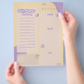 Paarse esthetische dagelijkse plannerpagina flyer (Hand)