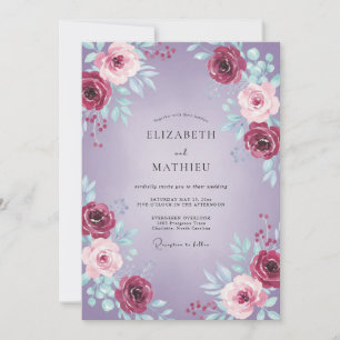Paarse Ethische Rozen Bruiloft Kaart