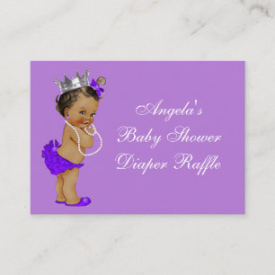 Paarse Etnische Prinses Baby shower Luier Raffle Informatiekaartje
