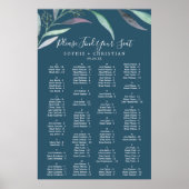 Paarse Eucalyptus Blue Alfabetical Seating Chart Poster (Voorkant)