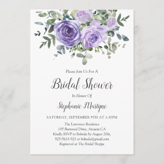 Paarse eucalyptus botanische Vrijgezellenfeest Kaart (Voorkant)