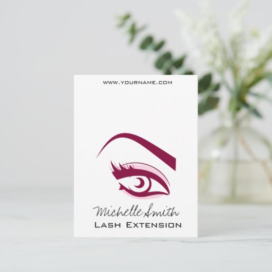 Paarse Eye lange wimpers Lash-uitbreidingspictogra Briefkaart (Staand voorkant)