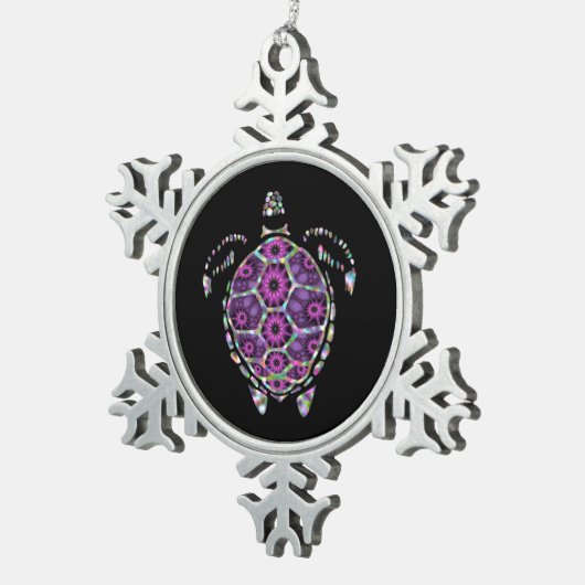 Paarse Factual Turtle Shell Tin Sneeuwvlok Ornament (Rechts)